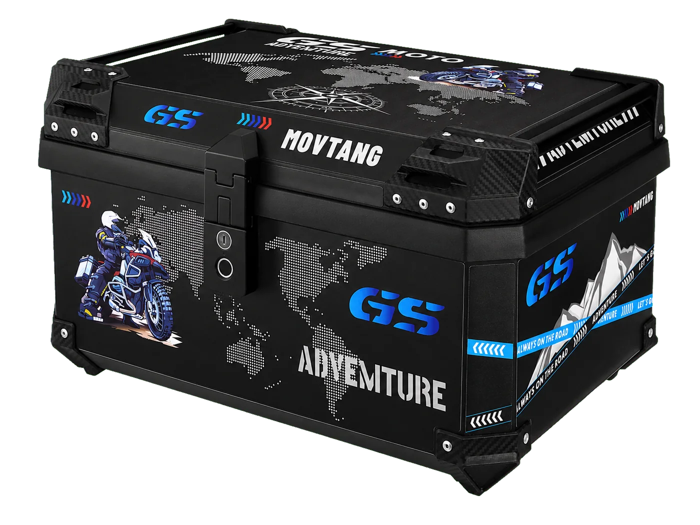 PP square motorcycle top case with fingerprint lock